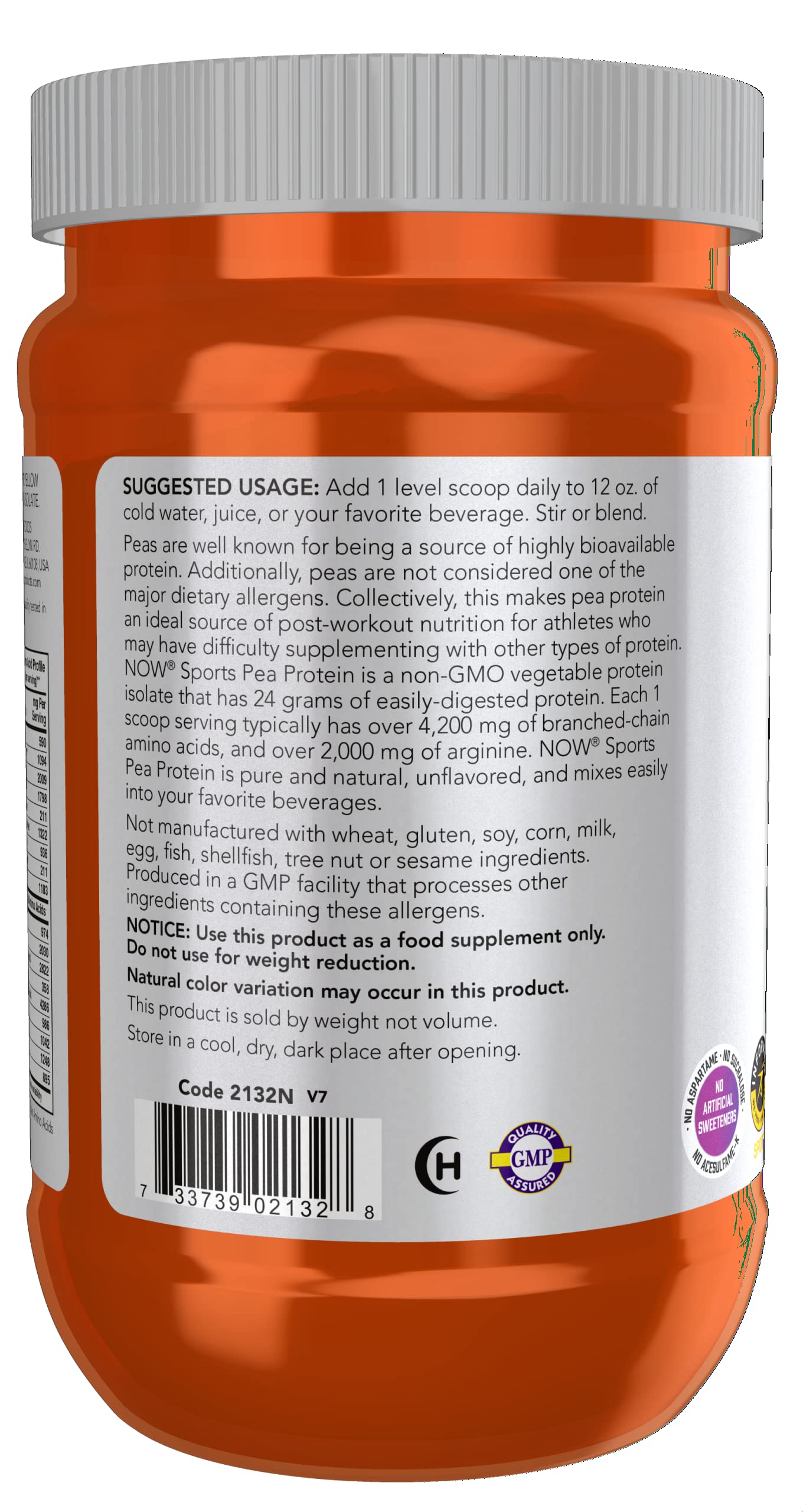 NOW Foods Sports Nutrition, Pea Protein 24 g, Fast Absorbing, Unflavored Powder, 2-Pound - Nirvana Guru