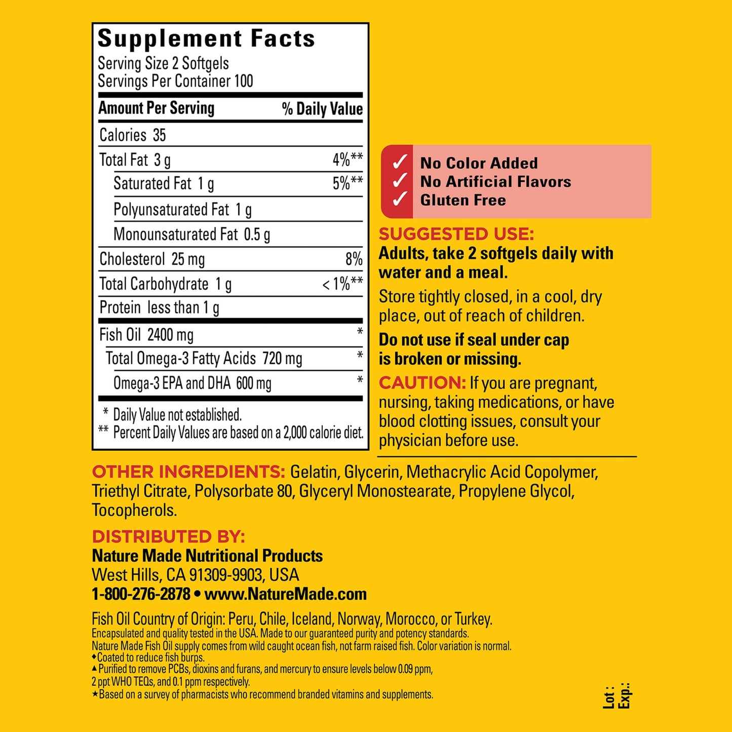 Nature Made Burp Less Fish Oil Omega 3 Supplements, 1200 mg Softgels, Omega 3 Fish Oil for Healthy Heart Support, 300 Softgels, 150 Day Supply - Nirvana Guru