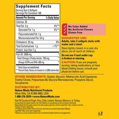 Nature Made Burp Less Fish Oil Omega 3 Supplements, 1200 mg Softgels, Omega 3 Fish Oil for Healthy Heart Support, 300 Softgels, 150 Day Supply - Nirvana Guru