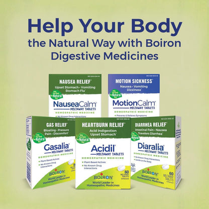 Boiron NauseaCalm Relief for Upset Stomach, Nausea, and Vomiting Due to Stomach Flu, Overindulgence, or Motion Sickness - Non-Drowsy - 60 Count - Nirvana Guru