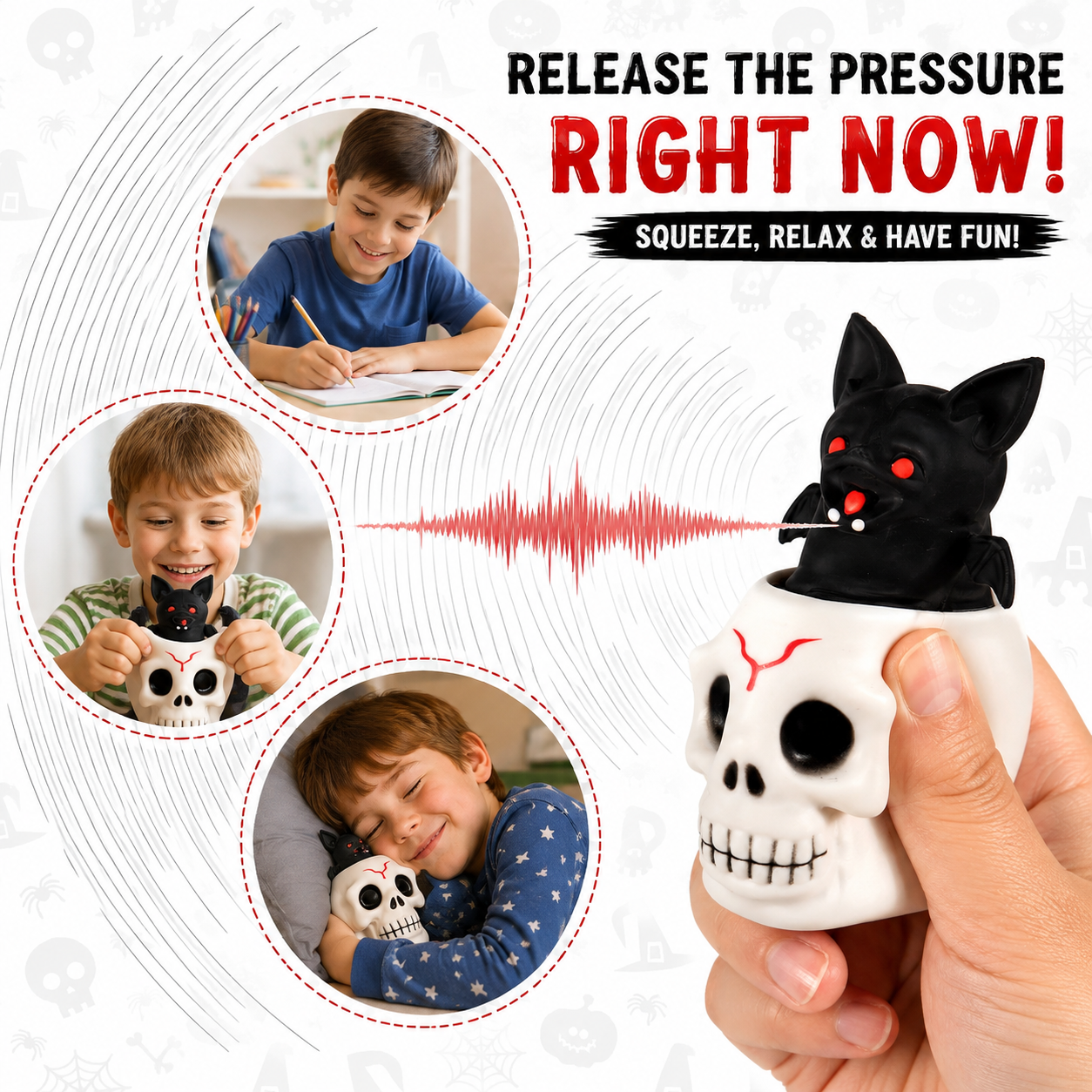6Pcs Halloween Skull Stress Balls-Skull Squeeze Toy with Relieves Stress Nirvana Guru