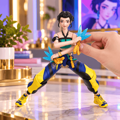 KPop Demon Hunters HUNTR/X Zoey 5.6-inch Action Figure with Accessories & Swappable Faces