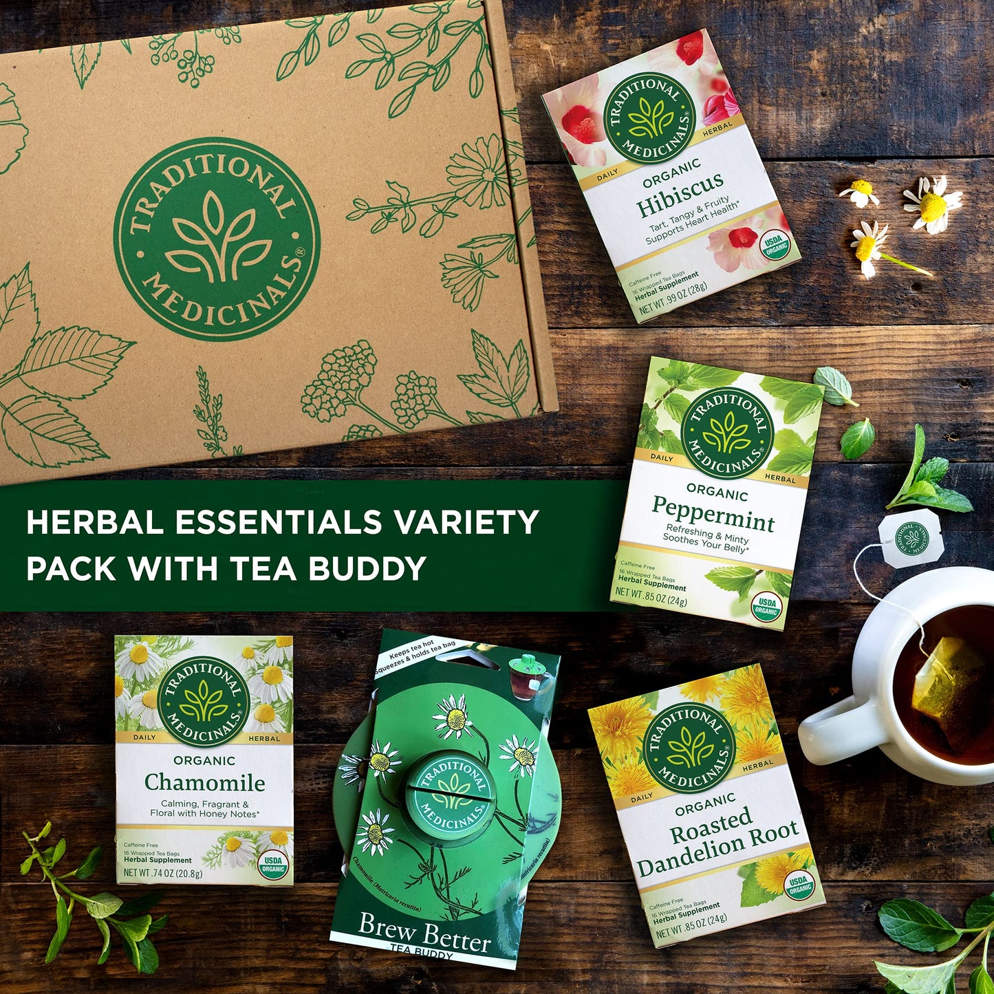 Traditional Medicinals Organic Red Clover, Caffeine Free, 16 Wrapped Tea Bags, 1.13 oz (32 g) - Nirvana Guru