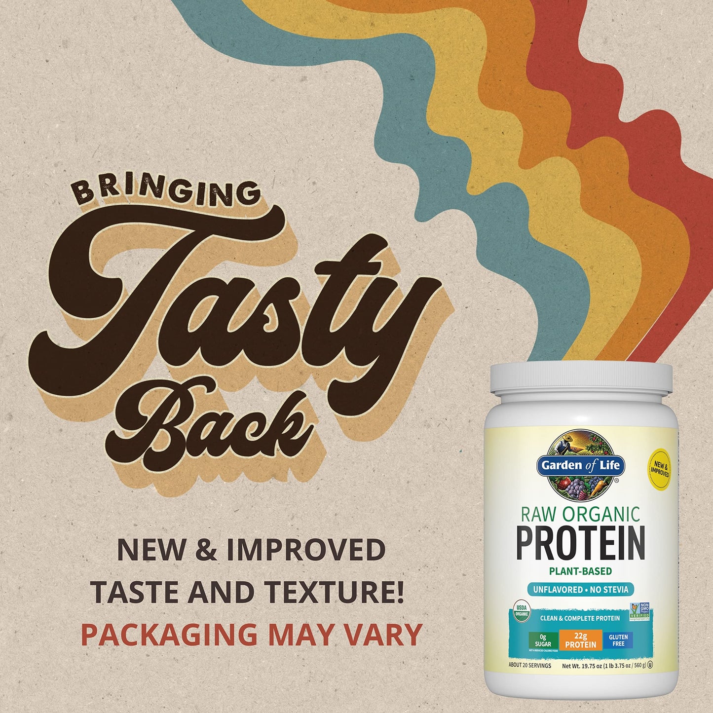 Organic Vegan Unflavored Protein Powder, Garden of Life 22g Plant Based Protein & BCAAs, Organic Protein Powder with Probiotics & Enzymes, Non-GMO, Gluten-Free Lactose Free 1.2 LB - Nirvana Guru