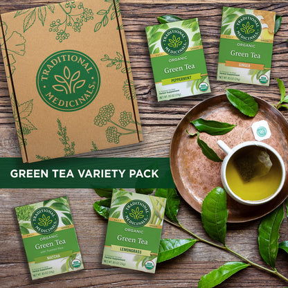 Traditional Medicinals Tea, Organic Green Tea Matcha, Genmaicha, Supports Health, 96 Tea Bags (6 Pack) - Nirvana Guru