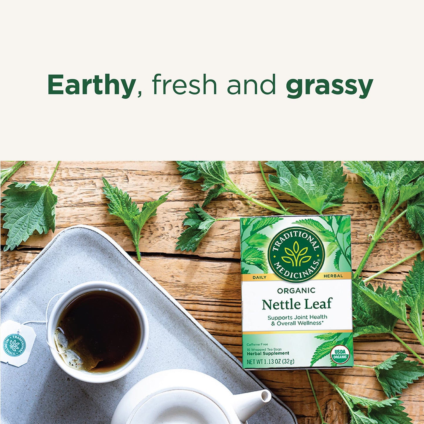 Traditional Medicinals Organic Nettle Leaf Herbal Tea, Supports Joint Health & Overall Wellness, (Pack of 1) - 16 Tea Bags - Nirvana Guru