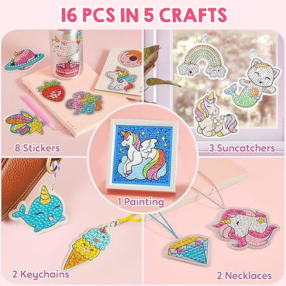Klever Kits 16 Projects Gem Painting, Kids Diamond Gem Painting Kit with 5D Gem, Arts and Crafts for Girls Ages 6-12, Gem Craft Activities Kits, Premium Art Gift Ideas for Girls Ages 6, 7, 8+ nirvanaguru