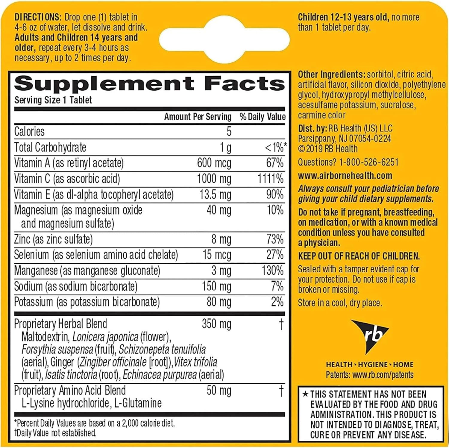 Airborne Very Berry Effervescent Tablets, 10 count - 1000mg of Vitamin C - Immune Support Supplement Nirvana Guru