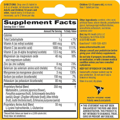 Airborne Very Berry Effervescent Tablets, 10 count - 1000mg of Vitamin C - Immune Support Supplement Nirvana Guru
