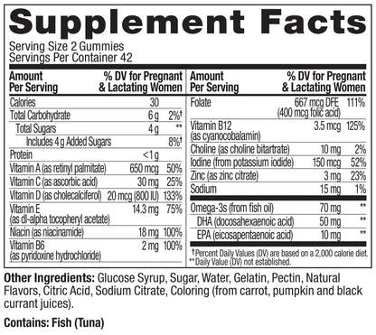 OLLY Prenatal Multivitamin Gummy, Supports Healthy Growth and Brain Development, Folic Acid, Vitamin D, Omega 3 DHA, Chewable Supplement, Citrus Berry Flavor, 30 Day Supply - 60 Count