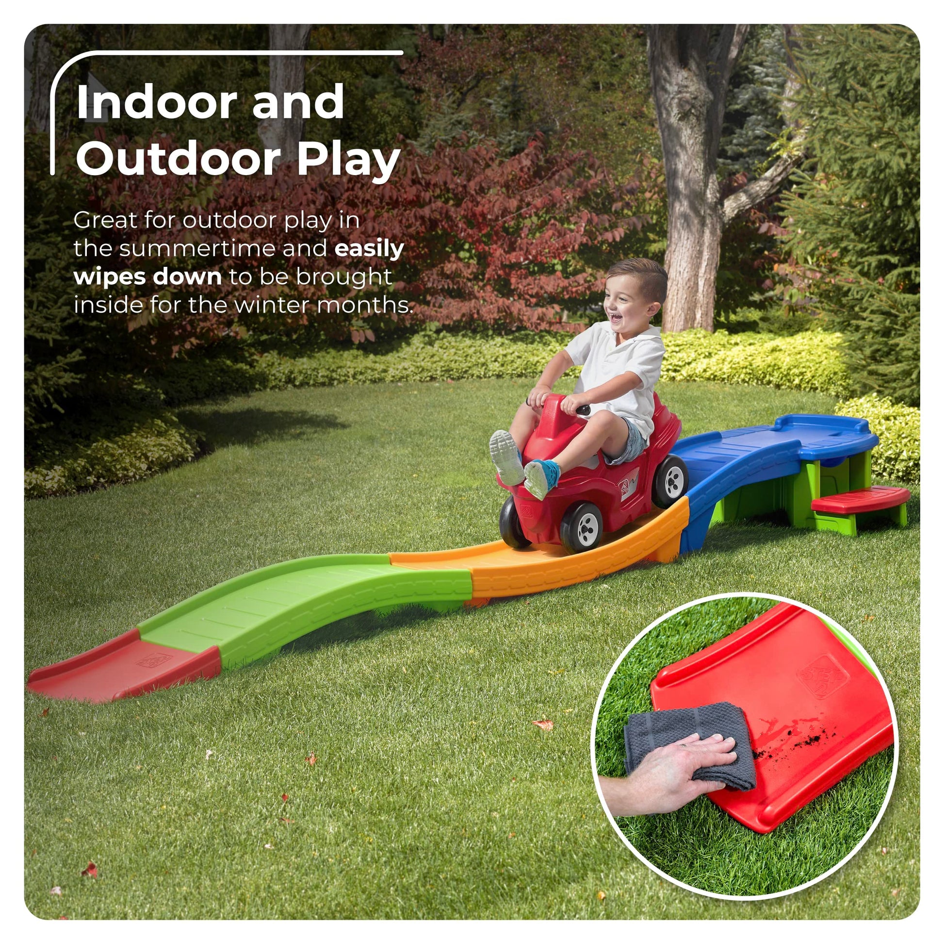 Step2 Up & Down Roller Coaster Kids Ride On Toy, Push Car, Indoor/Outdoor Playset, Made of Durable Plastic, Max Weight 50 lbs., For Toddlers 2-5 Years Old, Multicolor Nirvana Guru