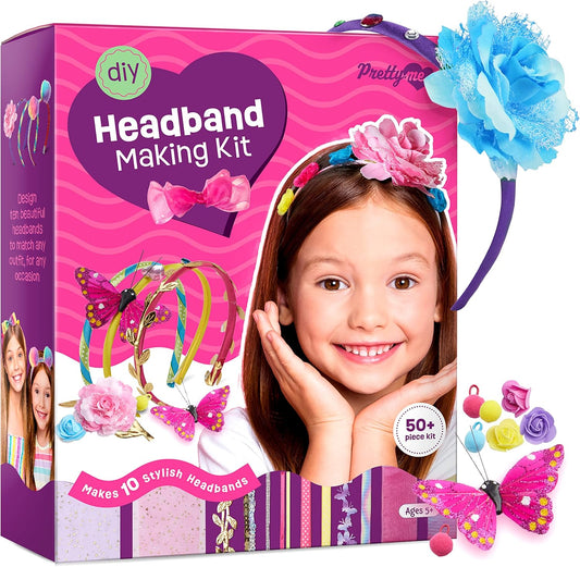 Pretty Me Headband Making Kit for Girls - Arts & Crafts Gift - Make Your Own Fashion Headbands for Kids - DIY Hair Accessories Set - Gift for Ages 5-12 Year Old Girl - Little Kids Art & Craft Gifts Nirvana Guru