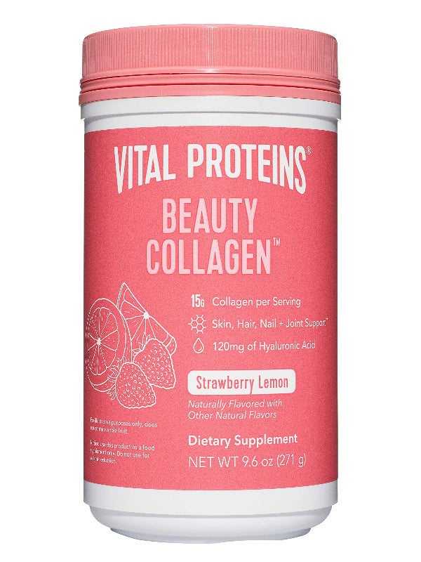 Vital Proteins Beauty Collagen (Strawberry Lemon, Canister) - 120mg of Hyaluronic Acid and 15g of Collagen Per Serving - Nirvana Guru