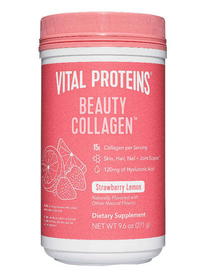 Vital Proteins Beauty Collagen (Strawberry Lemon, Canister) - 120mg of Hyaluronic Acid and 15g of Collagen Per Serving - Nirvana Guru