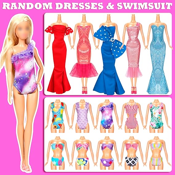 71 Pcs Doll Clothes and Accessories, 5 Wedding Gowns 9 Fashion Dresses 3 Tops 3 Pants 3 Bikini Swimsuits 20 Shoes for 11.5 inch Doll Christmas Stocking Stuffers Girls Gift Age 5-7 8-10 nirvanaguru