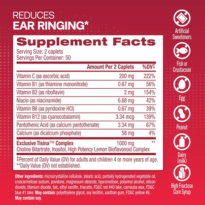 Lipo-Flavonoid Plus Tinnitus Relief - Doctor-Recommended for Ringing Ears - Clinically-Proven Lemon Bioflavonoid Complex with Vitamins C, B1, B2, B6, B12, & Calcium - 100 Caplets Nirvana Guru