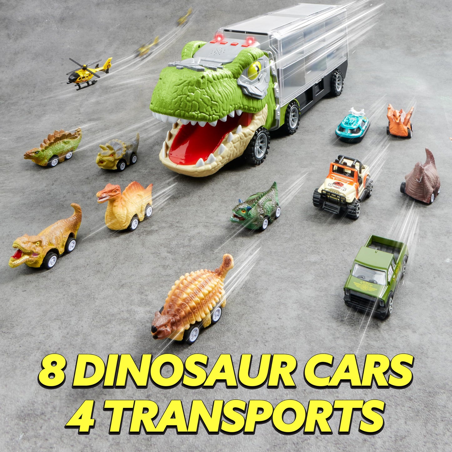JOYIN 13 in 1 Dinosaur Toys for Kids 3-5, Dinosaur Truck with 12 Pull Back Cars, Small Cars Set, Birthday Gifts Toys for 3 4 5+ Year Old Boy, Transport Carrier Truck for Toddlers 3-4 Years Nirvana Guru