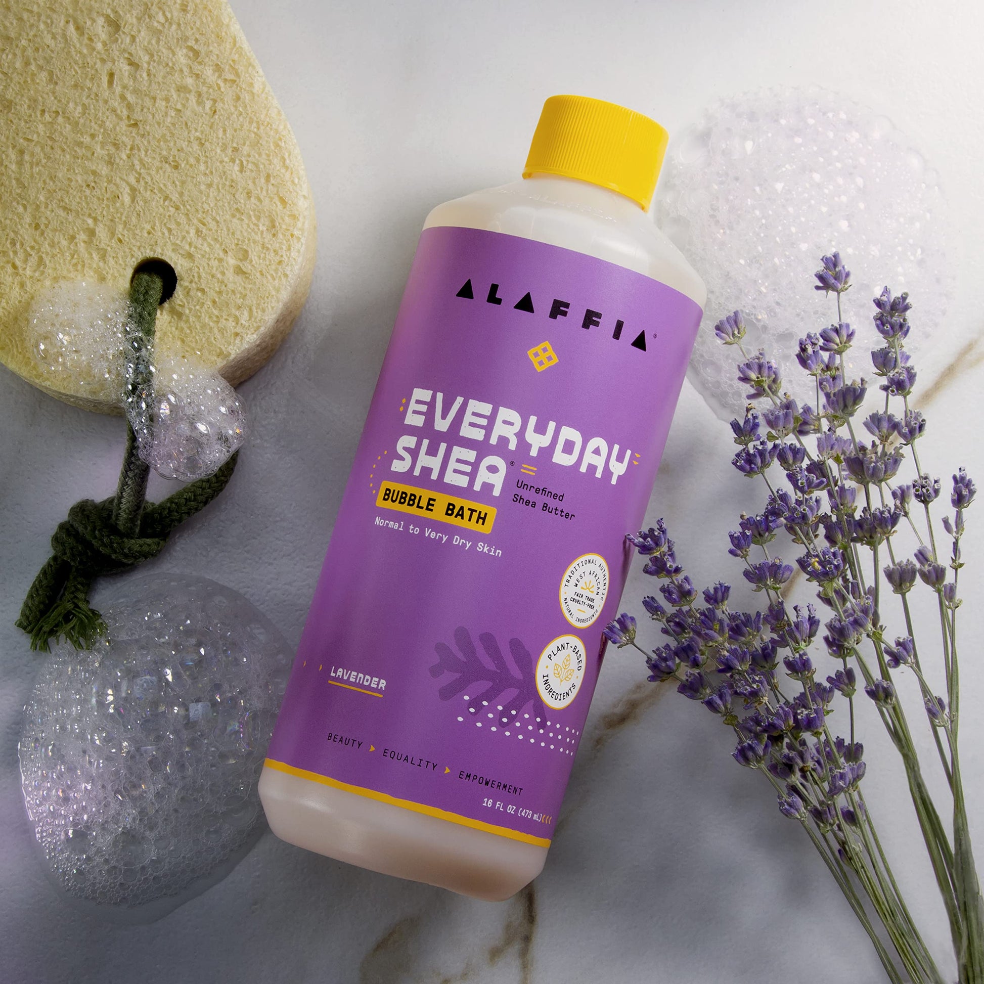 Alaffia Everyday Shea Bubble Bath, Soothing Support for Deep Relaxation and Soft Moisturized Skin, Made with Fair Trade Shea Butter, Cruelty Free, No Parabens, Vegan, Lavender, 16 Fl Oz - Nirvana Guru
