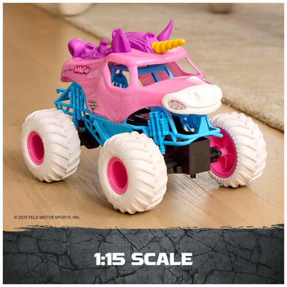 Monster Jam, Official Sparkle Smash Remote Control Vehicle Indoor & Outdoor, 1:15 Scale, 2.4 GHz, Toys for Boys and Girls Ages 4 and Up