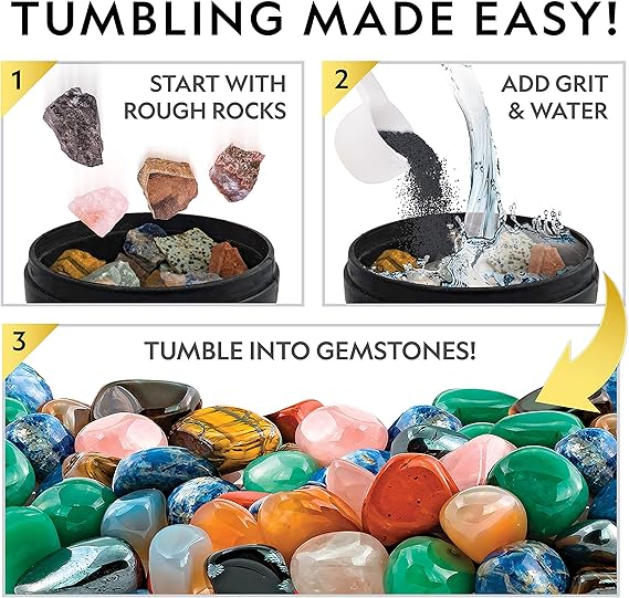 National Geographic Rock Tumbler Grit and Polish Refill Kit - Tumbling Grit Media, Polish Up to 20 lbs. of Rocks, Works with Any Rock Polisher, Rock Tumbler Supplies nirvanaguru