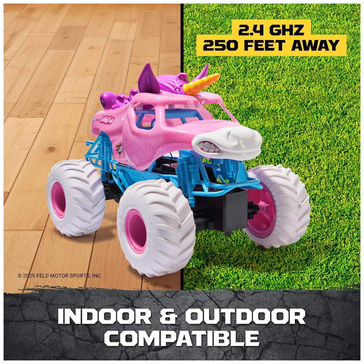 Monster Jam, Official Sparkle Smash Remote Control Vehicle Indoor & Outdoor, 1:15 Scale, 2.4 GHz, Toys for Boys and Girls Ages 4 and Up