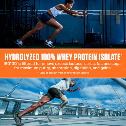 Dymatize ISO100 Whey Protein Powder Isolate, Gourmet Chocolate, 25g of Protein, 20 Servings, 5.5g BCAAs, Less Than 120 Cal., Gluten Free, 1g Fat, 1g Sugar, 2g Carb