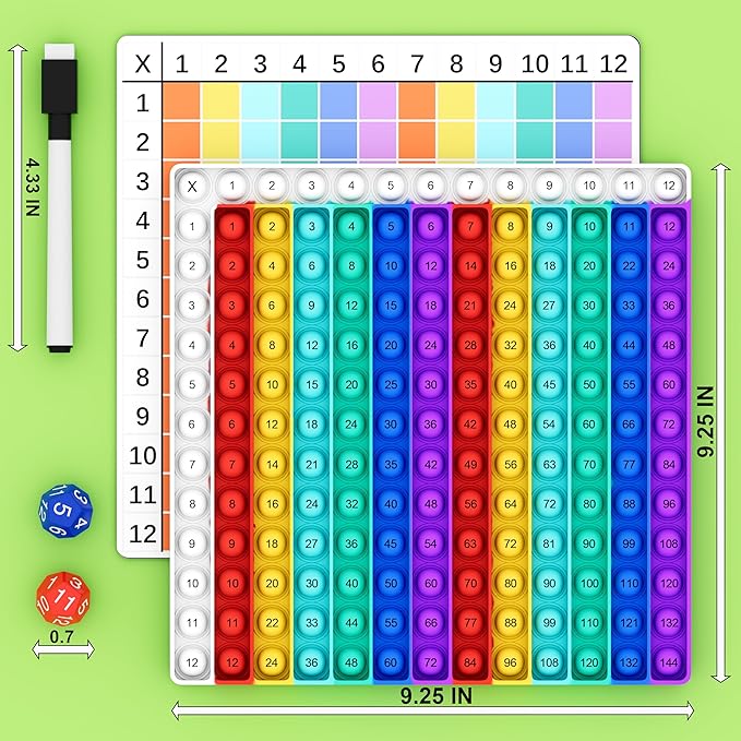 Multiplication Chart Pop It - Multiplication Game Board, 12x12 Times Table Math Game Board for Kids Learning, Educational Multiplication Machine Toy nirvanaguru