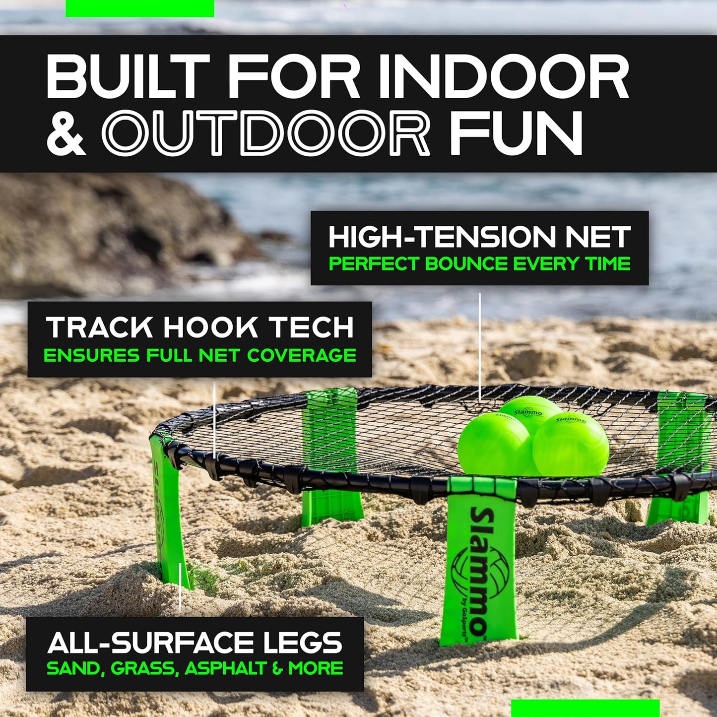 GoSports Slammo Game Set (Includes 3 Balls, Carrying Case and Rules) - Outdoor Lawn, Beach & Tailgating Roundnet Game for Kids, Teens & Adults Nirvana Guru