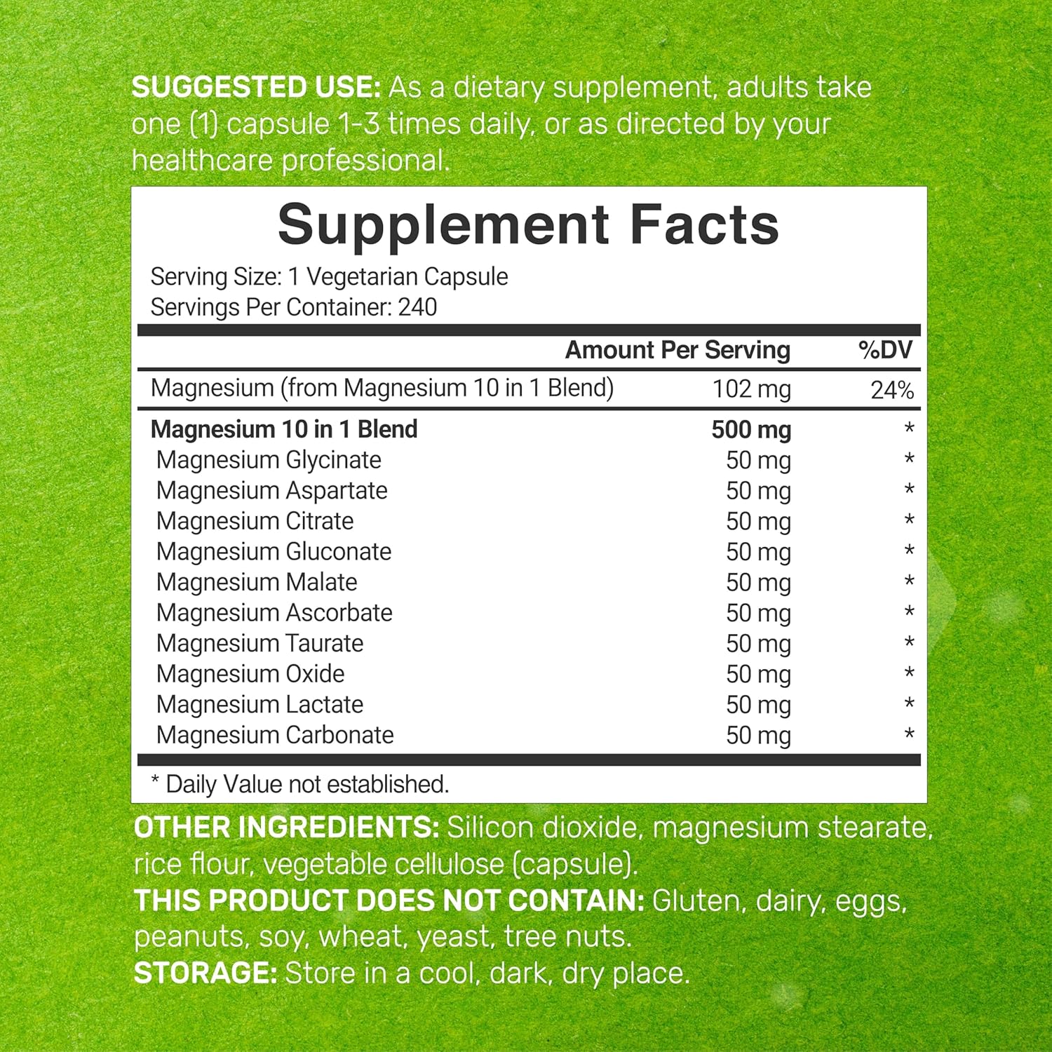 Magnesium Complex 500mg, 240 Veggie Capsules | 10-in-1 Glycinate, Citrate, Malate, & More | 100% Chelated for Easy Absorption | Essential Mineral Supplement for Muscle, Sleep, & Heart Health Nirvana Guru