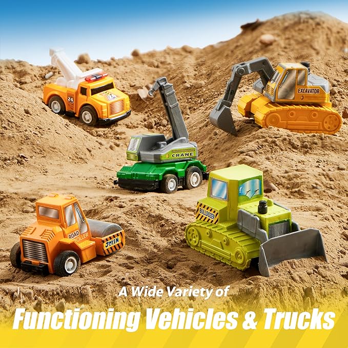 JOYIN 18 Pcs Pull Back City Cars and Trucks Toy Vehicles Set, Friction Powered Cars Toys for Toddlers, Boys, Girls’ Educational Play, Kids Stocking Stuffers, Treasure Box Gifts for Classroom nirvanaguru