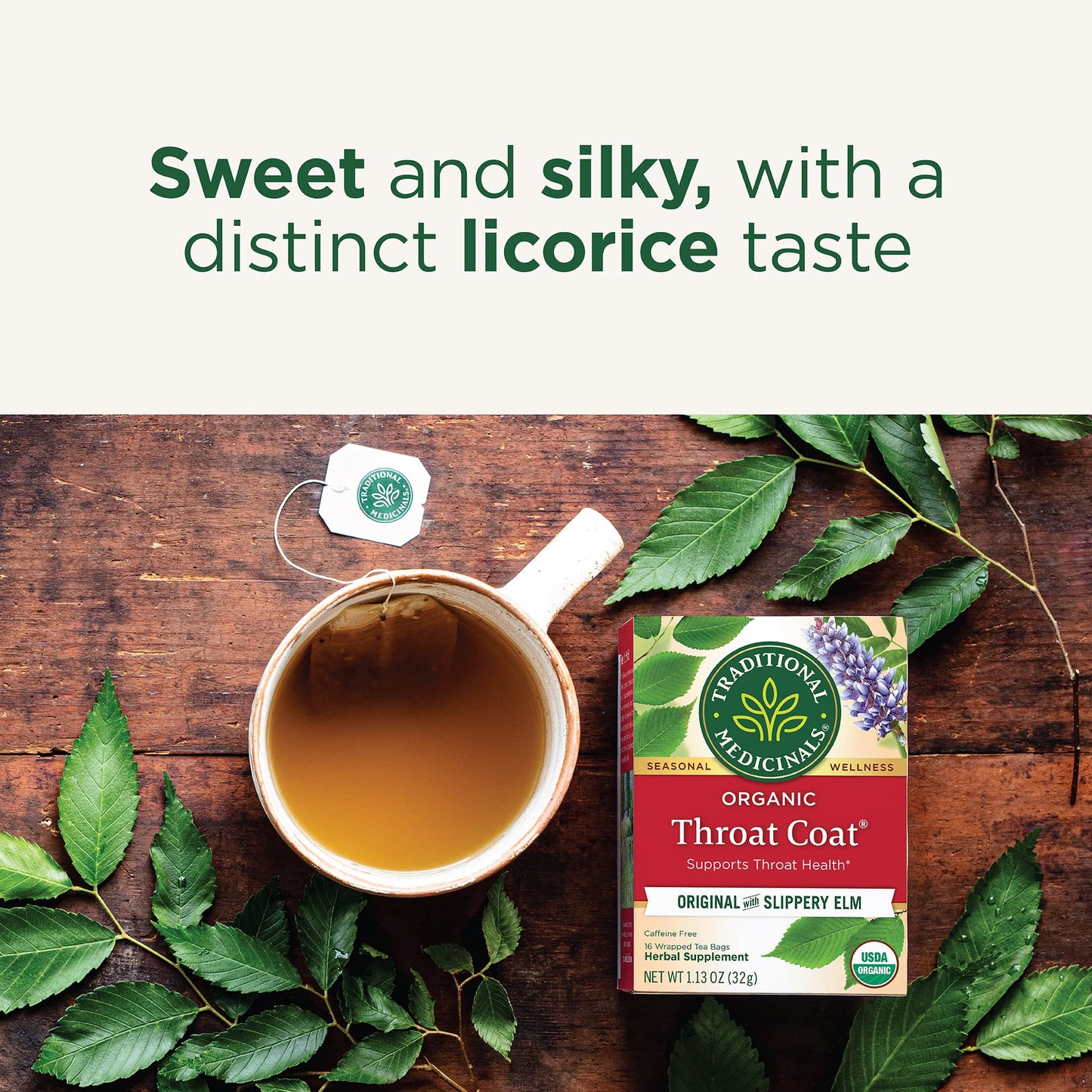Traditional Medicinals Tea, Organic Throat Coat, Supports Throat Health, 16 Tea Bags - Nirvana Guru