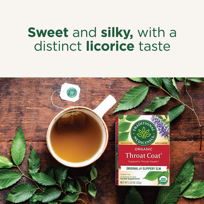 Traditional Medicinals Tea, Organic Throat Coat, Supports Throat Health, 16 Tea Bags - Nirvana Guru