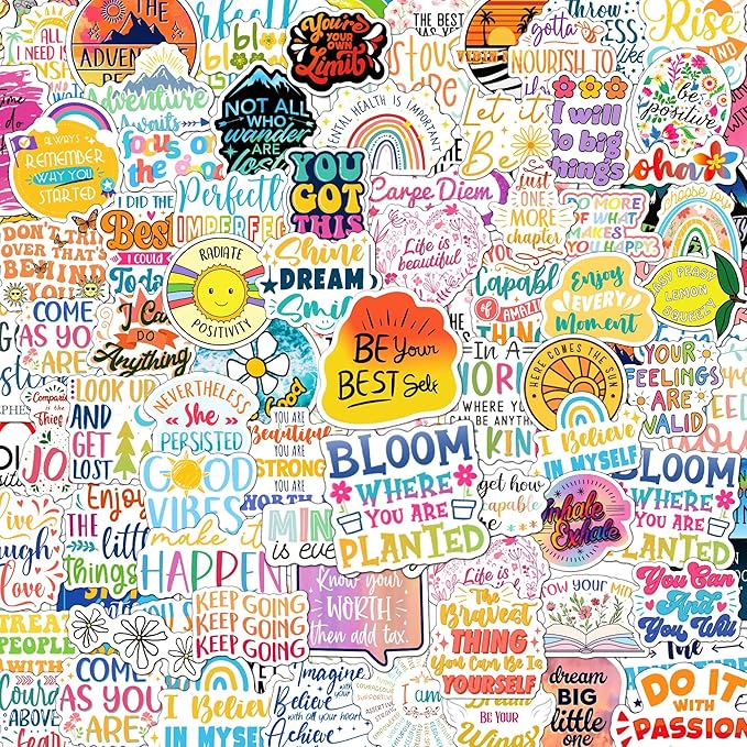 300PCS Affirmation Stickers, Holographic Motivational Sticker Pack, Positive Journal Encouraging Shiny Quotes for Kids, Teachers, Classroom, Waterproof Scrapbook Supplies nirvanaguru