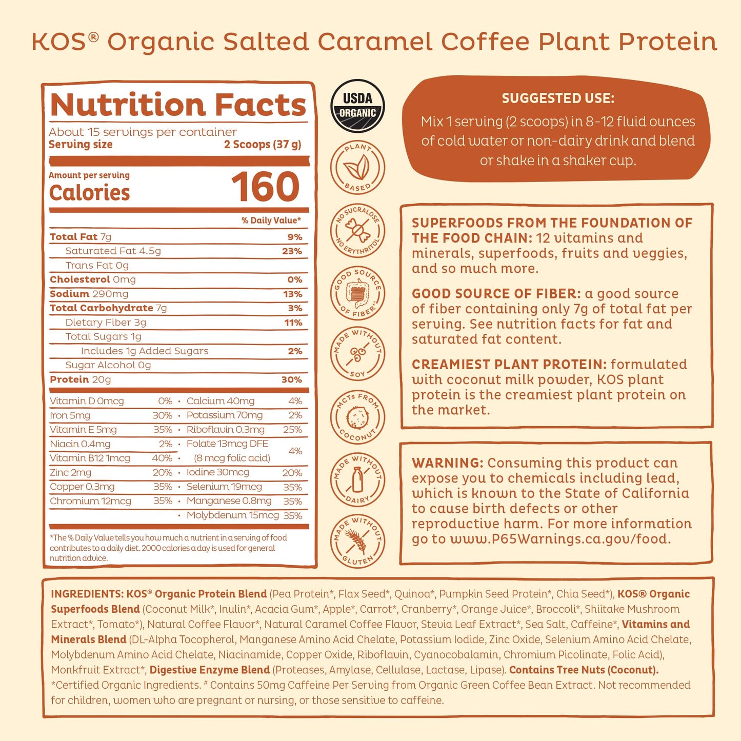 KOS Vegan Protein Powder Erythritol Free, Vanilla USDA Organic - Pea Protein Blend, Plant Based Superfood Rich in Vitamins & Minerals - Keto, Dairy Free - Meal Replacement for Women & Men, 28 Servings - Nirvana Guru