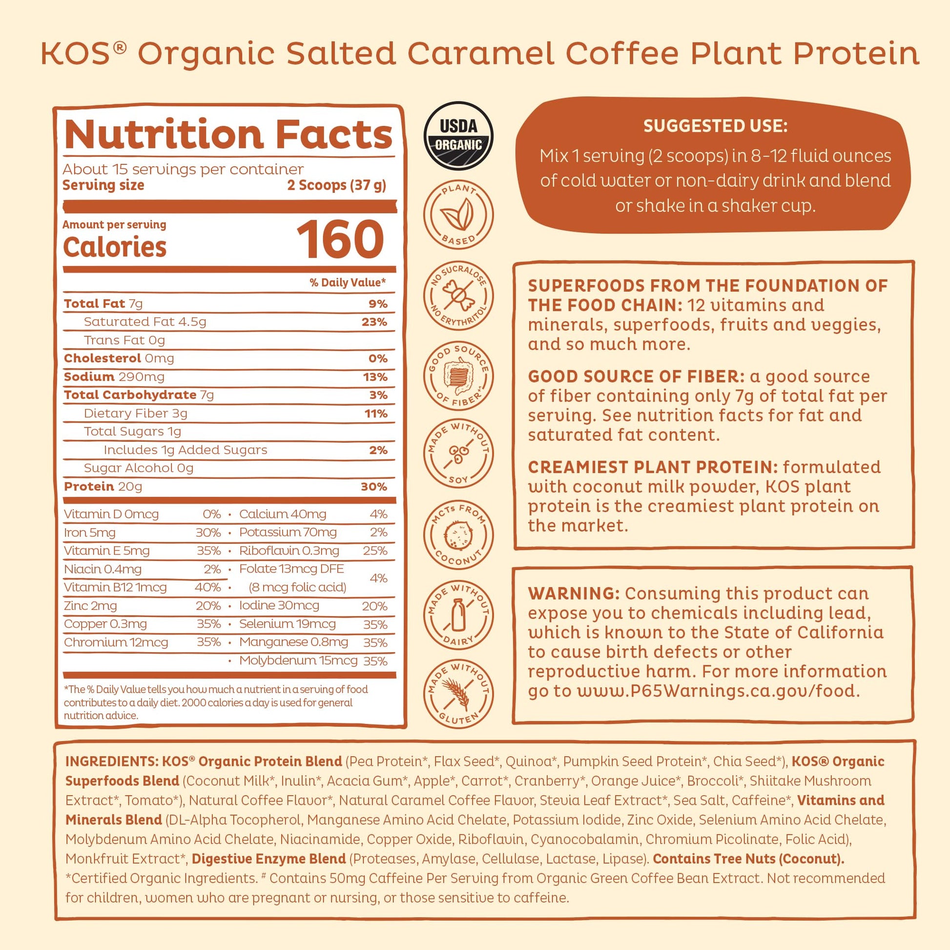 KOS Vegan Protein Powder Erythritol Free, Vanilla USDA Organic - Pea Protein Blend, Plant Based Superfood Rich in Vitamins & Minerals - Keto, Dairy Free - Meal Replacement for Women & Men, 28 Servings - Nirvana Guru