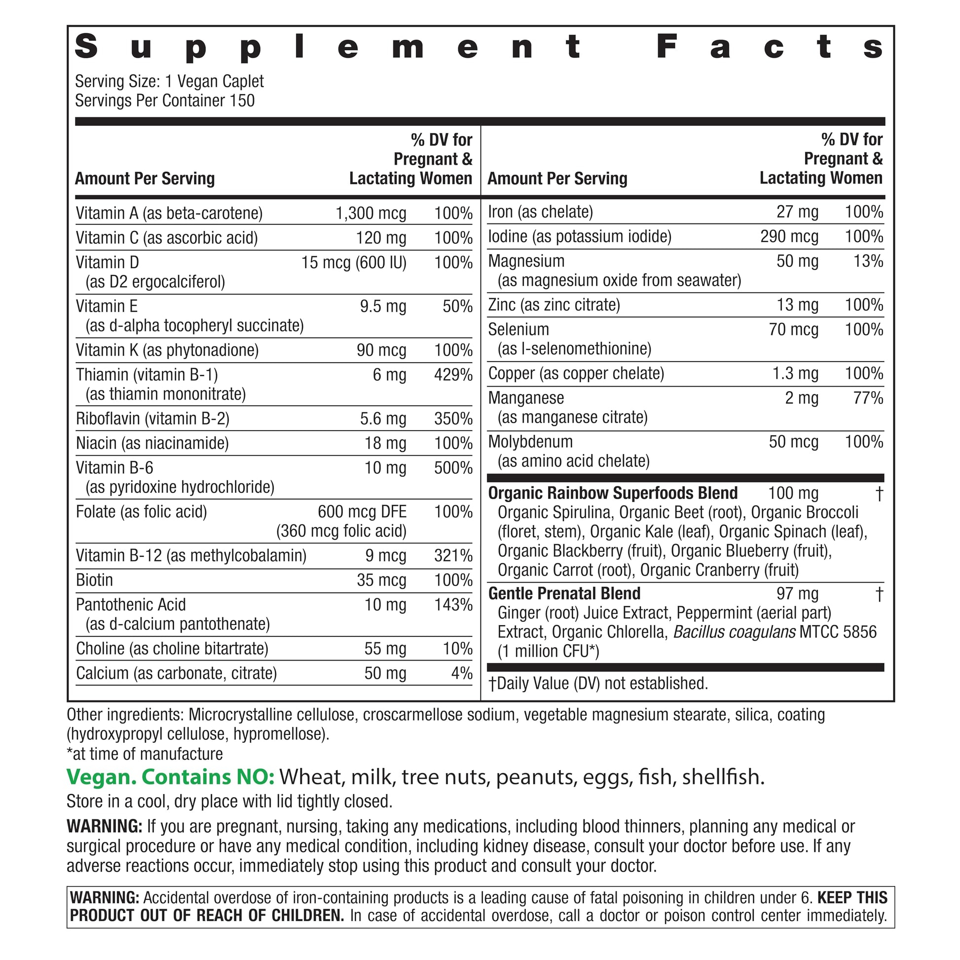 Rainbow Light Prenatal One High Potency Daily Multivitamin with Folate, Ginger and Probiotics; Supports Mom and Baby from Conception to Nursing; Vegan, 150 Tablets,* Pack May Vary Nirvana Guru