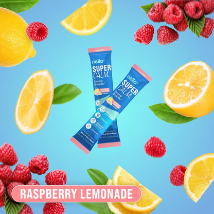 Supercalm Powdered Drink Mix, Raspberry Lemonade, L Theanine, Ksm-66 Ashwagandha, Magnesium Glycinate, Vitamin D 3, Supplements for Relaxation & Focus, No Sugar, Non GMO, On The Go, 20 Ct
