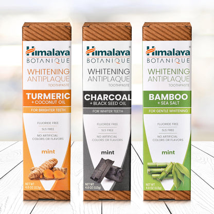 Himalaya Botanique Whitening Antiplaque Toothpaste with Charcoal + Black Seed Oil, Fluoride Free, for Whiter Teeth, 4 oz, 2 Pack… - Nirvana Guru