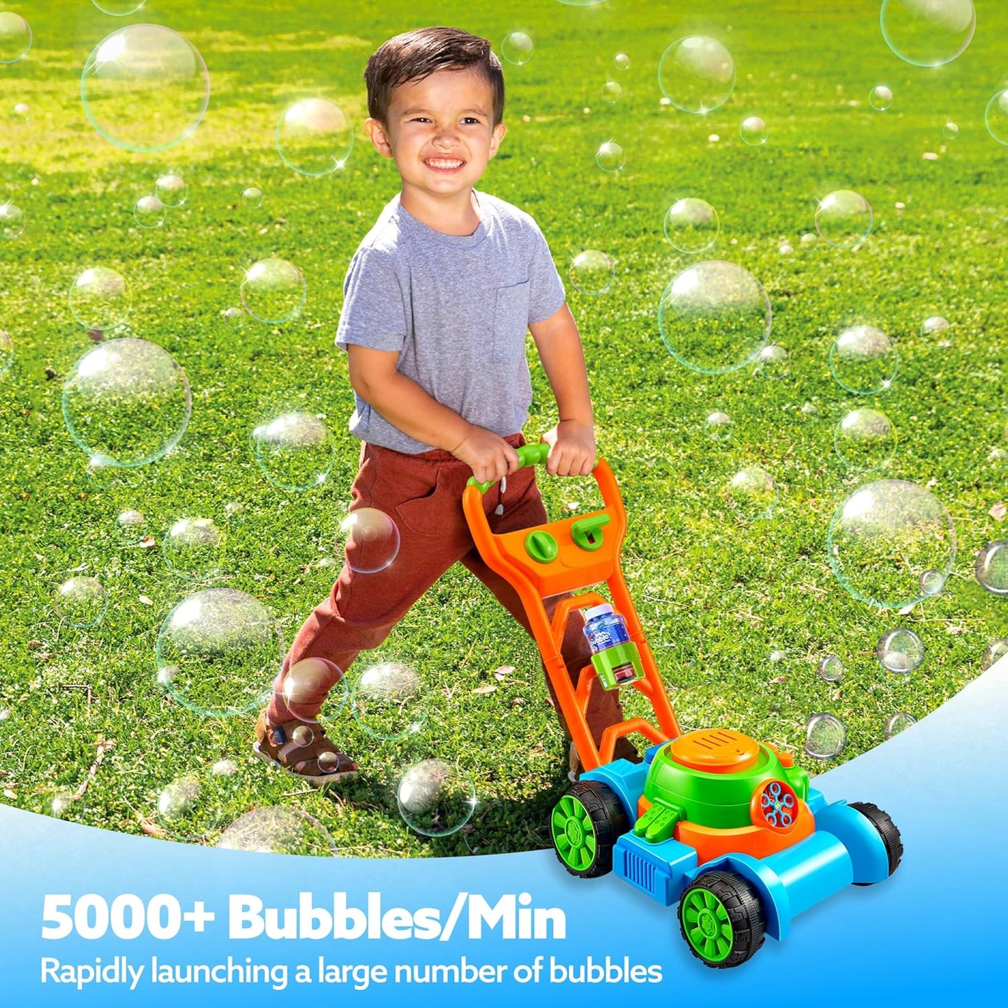 SLOOSH Bubble Lawn Mower Toddler Toys - Pretend Play Bubble Blower Machine Gardening Toy Leak-Proof for Indoor Outdoor Use, Push Toys Preschool Baby Boys Kids Halloween Birthday Gifts Nirvana Guru