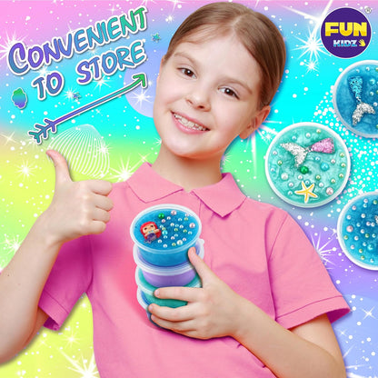 Summer Gift Mermaid Slime Kit for Girls, FunKidz Shimmer Slime Making Kit for Kids Age 8-12 DIY Soft Glitter Glossy Metallic Slime Toy Nirvana Guru