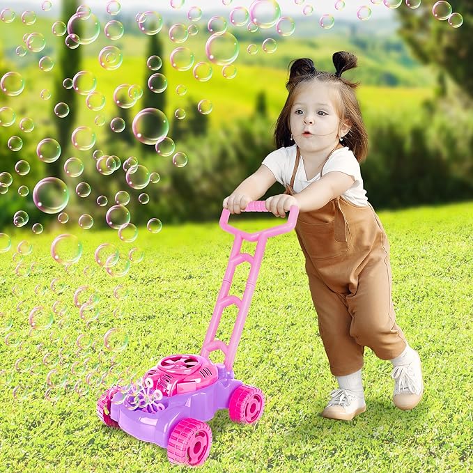 ArtCreativity Bubble Lawn Mower for Toddlers 1-3, Kids Bubble Machine for 1-Year-Old Girl Gifts, Summer Outdoor Push Gardening Toys for Kids Age 1 2 3+ Halloween Birthday Gifts for Preschool Girls Nirvana Guru