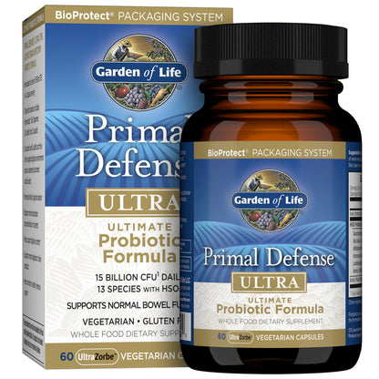 Garden of Life Whole Food Probiotic Supplement - Primal Defense ULTRA Ultimate For Digestive and Gut Health, 216 Vegetarian Capsules - Nirvana Guru