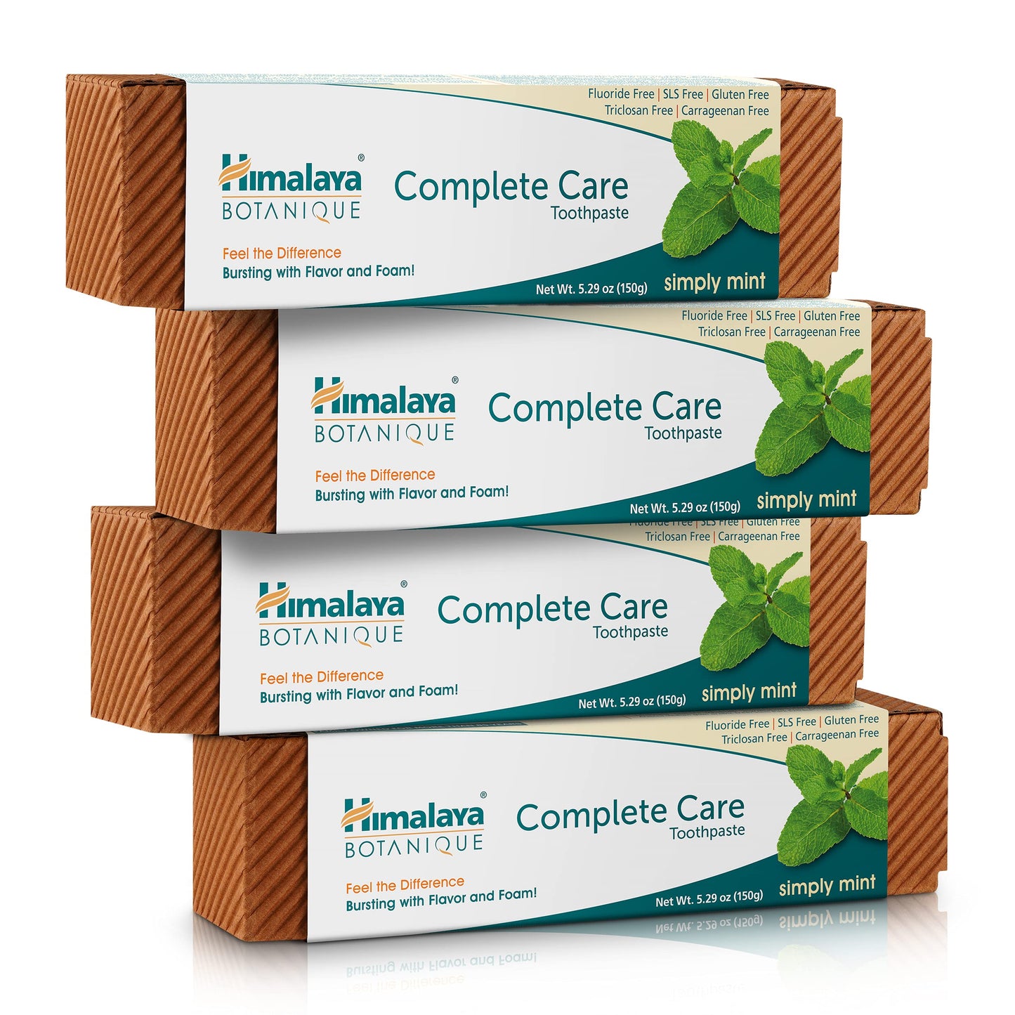 Himalaya Botanique Complete Care Toothpaste, Variety Pack - Fluoride Free Toothpaste for Clean Teeth & Fresh Breath - Vegan, Gluten Free, No Artificial Flavors, 5.29 oz (Pack of 4) - Nirvana Guru