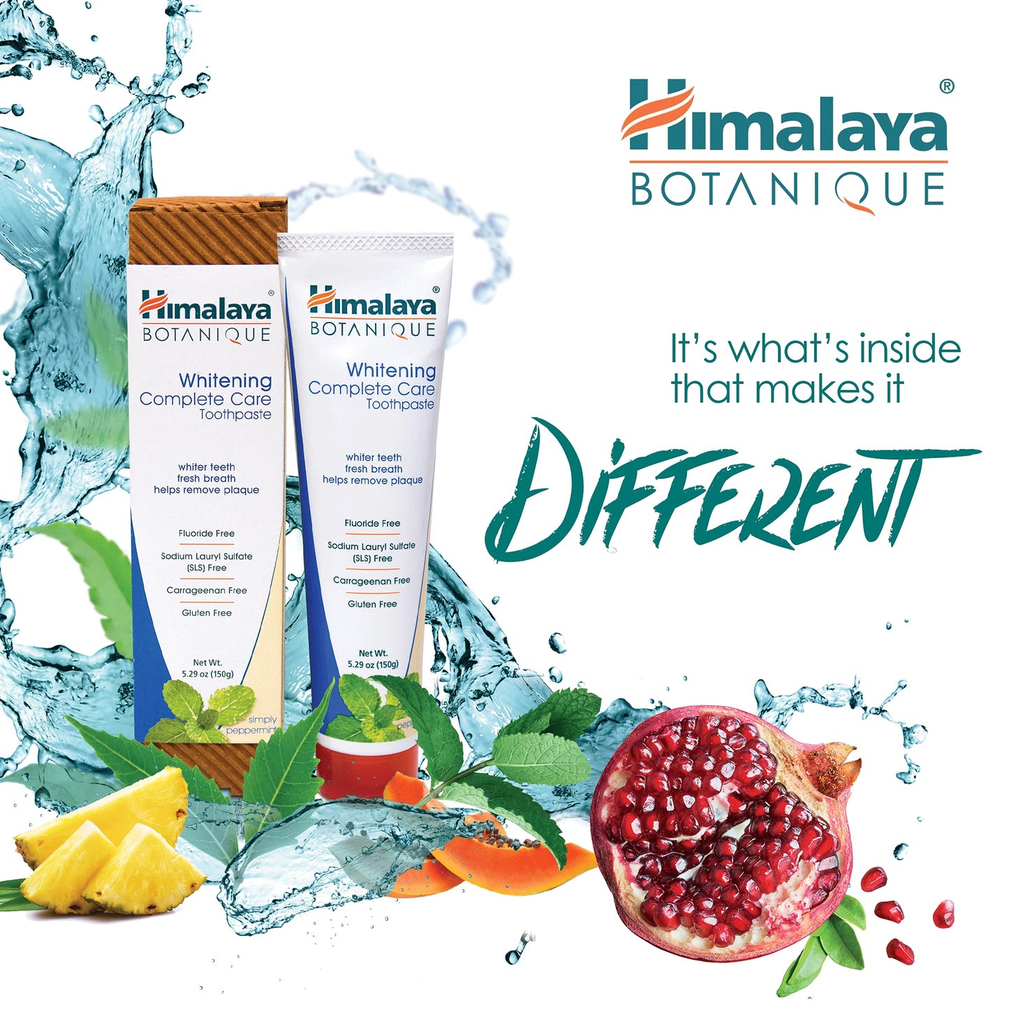 Himalaya Botanique Whitening Complete Care Toothpaste, Teeth Whitening, Fights Plaque, Fluoride Free, No Artificial Flavors, SLS Free, Cruelty Free, Foaming, Simply Mint Flavor, 5.29 Oz, 2 Pack - Nirvana Guru