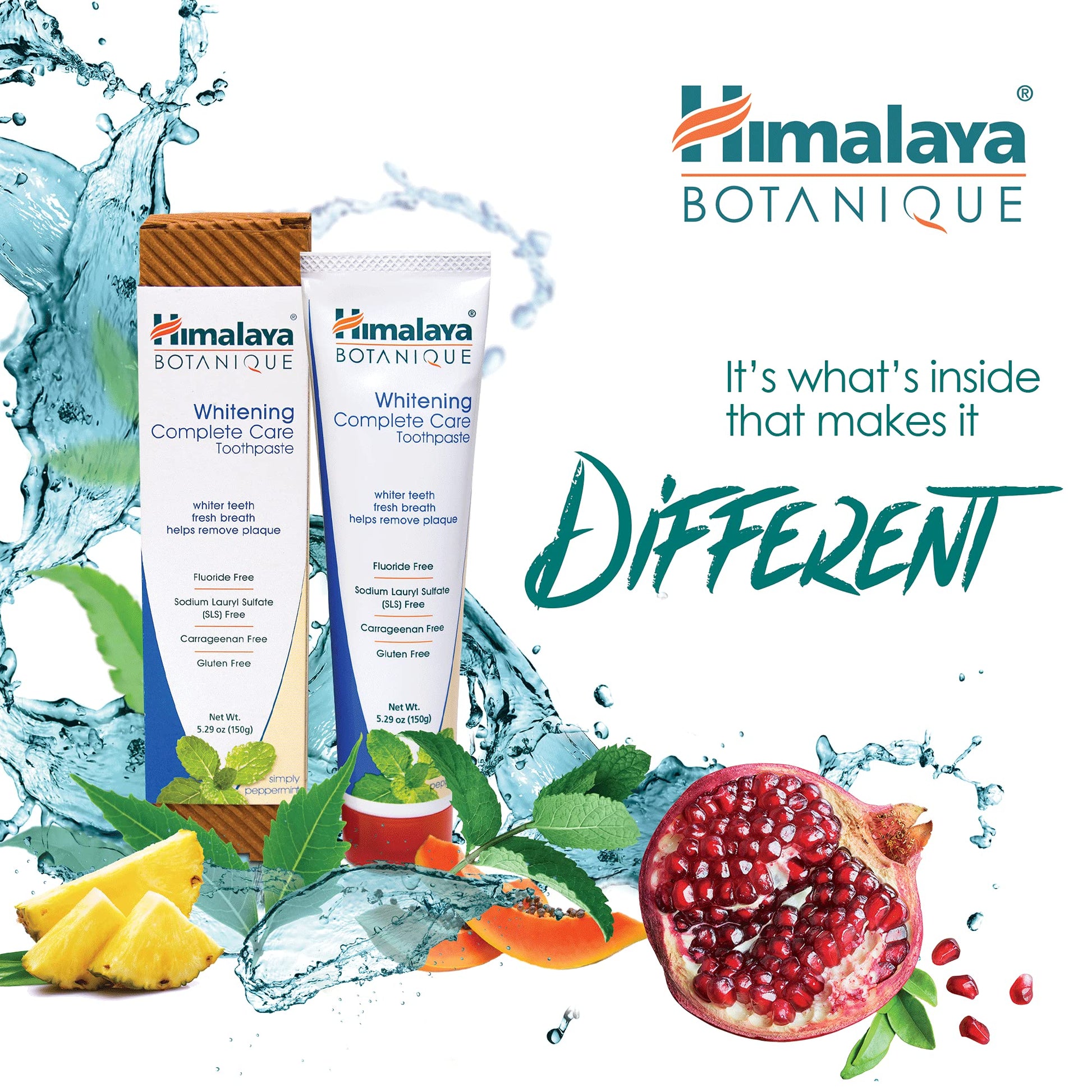 Himalaya Botanique Whitening Complete Care Toothpaste, Teeth Whitening, Fights Plaque, Fluoride Free, No Artificial Flavors, SLS Free, Cruelty Free, Foaming, Simply Mint Flavor, 5.29 Oz, 2 Pack - Nirvana Guru