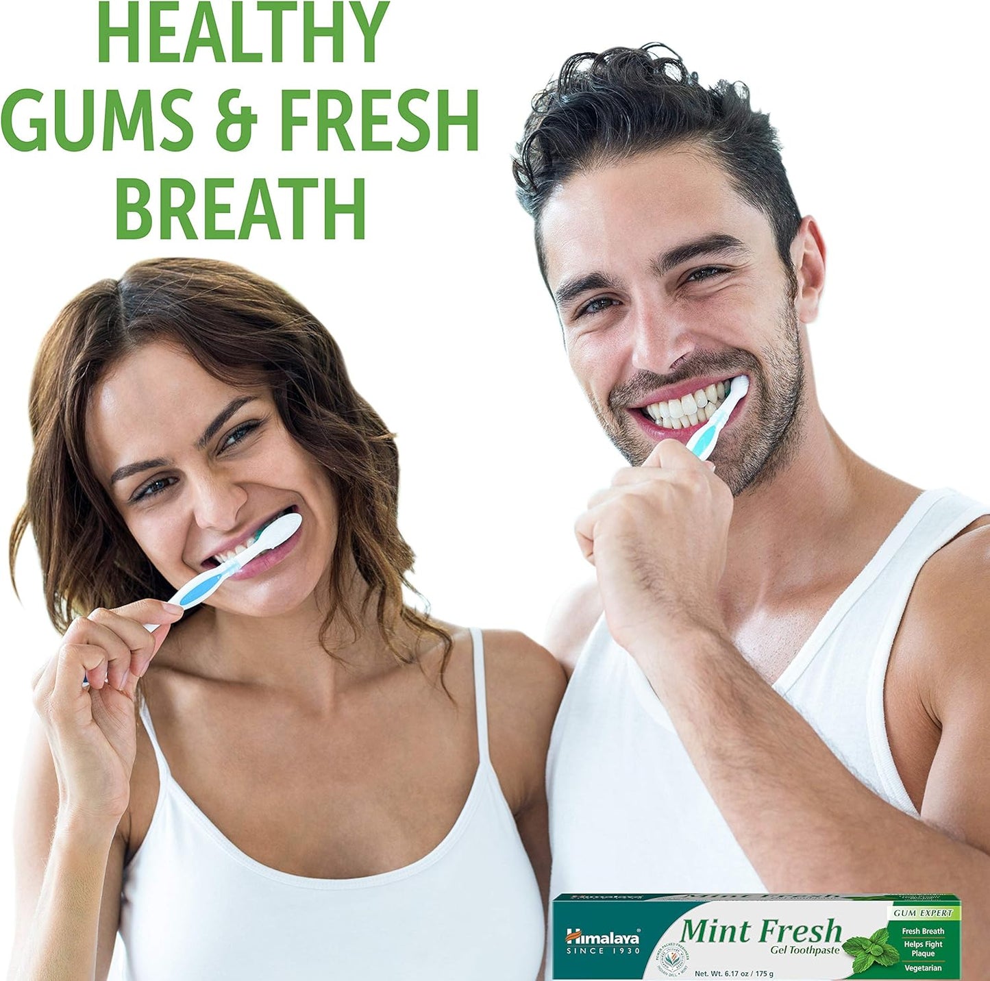 Himalaya Mint Fresh Gel Toothpaste, Fluoride Free to Reduce Plaque & Brighten Teeth, 6.17 oz, 2 Pack - Nirvana Guru
