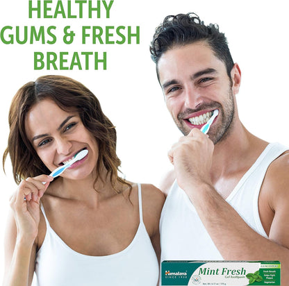 Himalaya Mint Fresh Gel Toothpaste, Fluoride Free to Reduce Plaque & Brighten Teeth, 6.17 oz, 2 Pack - Nirvana Guru