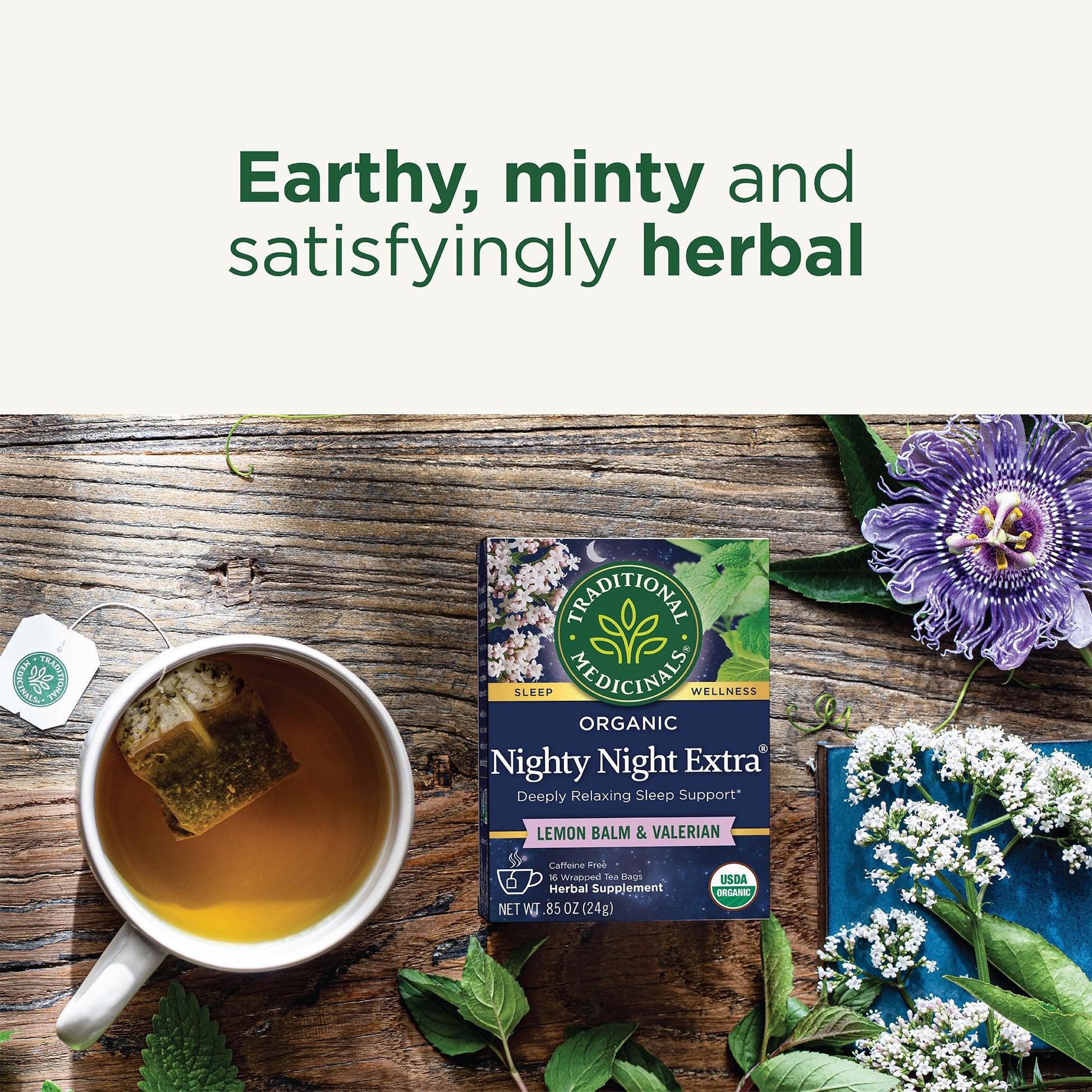 Traditional Medicinals Organic Nighty Night Extra Tea With Valerian Root for Relaxation, 16 Tea Bags (Pack of 1) - Nirvana Guru