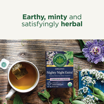 Traditional Medicinals Organic Nighty Night Extra Tea With Valerian Root for Relaxation, 16 Tea Bags (Pack of 1) - Nirvana Guru