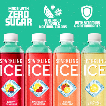 Sparkling Ice Purple Variety Pack, Flavored Water, Zero Sugar, with Vitamins and Antioxidants, 17 fl oz, 12 count (Black Raspberry, Cherry Limeade, Orange Mango, Kiwi Strawberry)